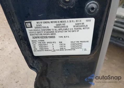 2005 Chevrolet Suburban 1500 Z71 from USA, damaged, VIN 3GNFK16ZX5G156833